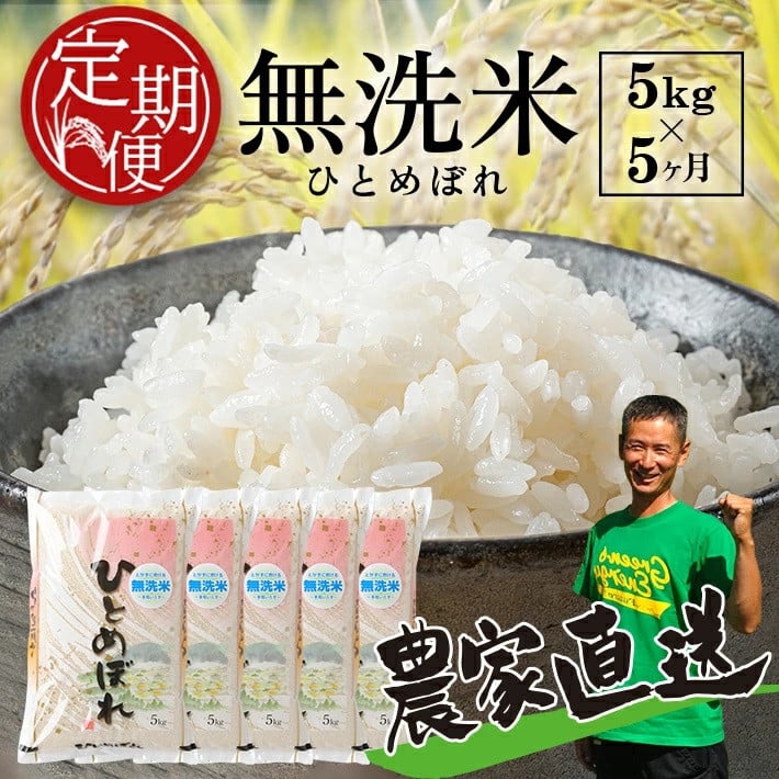 
            SI0046　【5回定期便】令和7年産 無洗米 ひとめぼれ　5kg×5回(計25kg)　農家直送・鳥海山麓やわたの米 TR
          