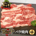 【ふるさと納税】宮崎牛バラ焼肉500g - 宮崎牛焼肉 国産牛肉 焼き肉用カット ばら肉 ブランド牛 おうち焼き肉 2人前 夫婦 国産黒毛和牛 脂の甘み 牛バラ肉 焼肉の定番 脂がのっている部位 肉汁冷凍 A4またはA5 送料無料 【宮崎県木城町】