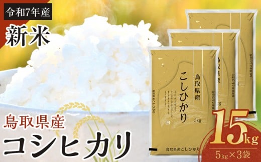 【令和7年産】【食味鑑定士厳選】 鳥取県産 コシヒカリ15kg (5kg×3袋)【 米 お米 こめ 白米 こしひかり ご飯 ごはん 白ごはん 白ご飯 鳥取県 北栄町 おすすめ 人気 2025年産 令和7年 厳選 国産 送料無料】