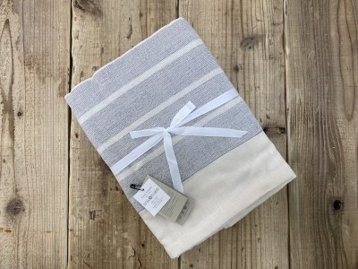 オーガニックコットン タオルシーツ シングル 145×230cm しまふわ グレー SNS-12GY [4793]