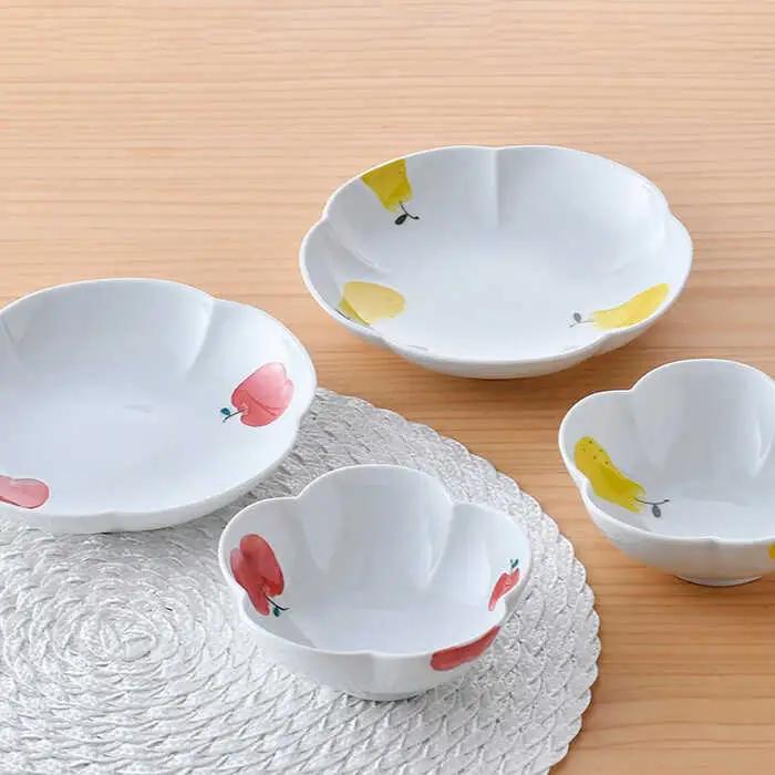 【波佐見焼】りんご・ラフランス フラワー ボウル プレート セット 食器 皿 【松幸陶芸】 [HB44] 波佐見焼