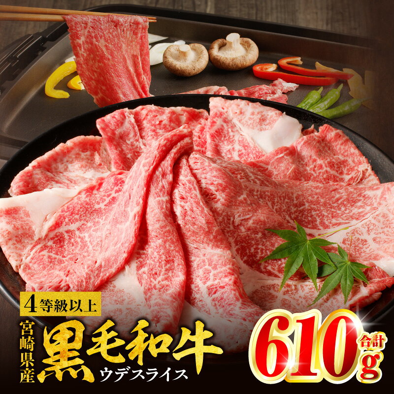 【ふるさと納税】【発送時期が選べる】 宮崎県産 黒毛和牛 肩 ウデ スライス 610g 牛肉 肉 お肉 精肉 牛 赤身 赤身肉 国産牛 黒毛和牛 和牛 ウデ ウデ肉 ヘルシー すき焼き 焼肉 スライス すき焼き しゃぶしゃぶ 薄切り チャック 小分け 袋 パック BBQ アウトドア キャンプ
