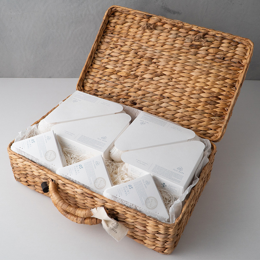 ＜Shinko Towel＞fais dodo出産準備ファーストタオル8点セット／BEIGE（かごトランク入）