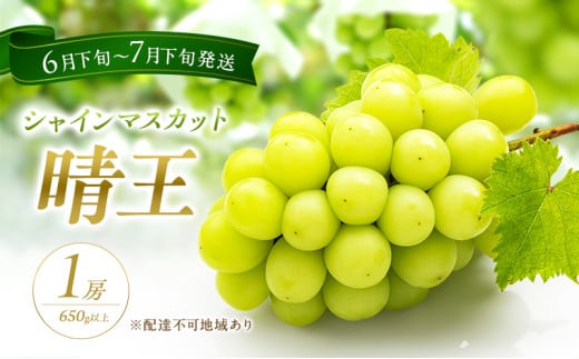 ぶどう 2025年 先行予約 シャイン マスカット 晴王 1房 650g以上 2025年6月下旬～7月下旬発送分 ブドウ 葡萄 岡山県 赤磐市産 国産 フルーツ 果物 ギフト 赤坂青空市