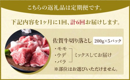 【全6回定期便】佐賀牛 切り落とし 1kg (200g×5パック)【肉の三栄】黒毛和牛 モモ ウデ バラ[HAA081] 佐賀牛 牛肉 黒毛和牛 佐賀牛 牛肉 すき焼き 佐賀牛 牛肉 切り落とし 佐賀