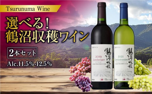 選べる！ 鶴沼収穫ワイン 2本セット 750ml×2本 計1500ml アルコール11.5％-12.5％ お酒 酒 ワイン 赤 白 オレンジワイン 北海道 浦臼町