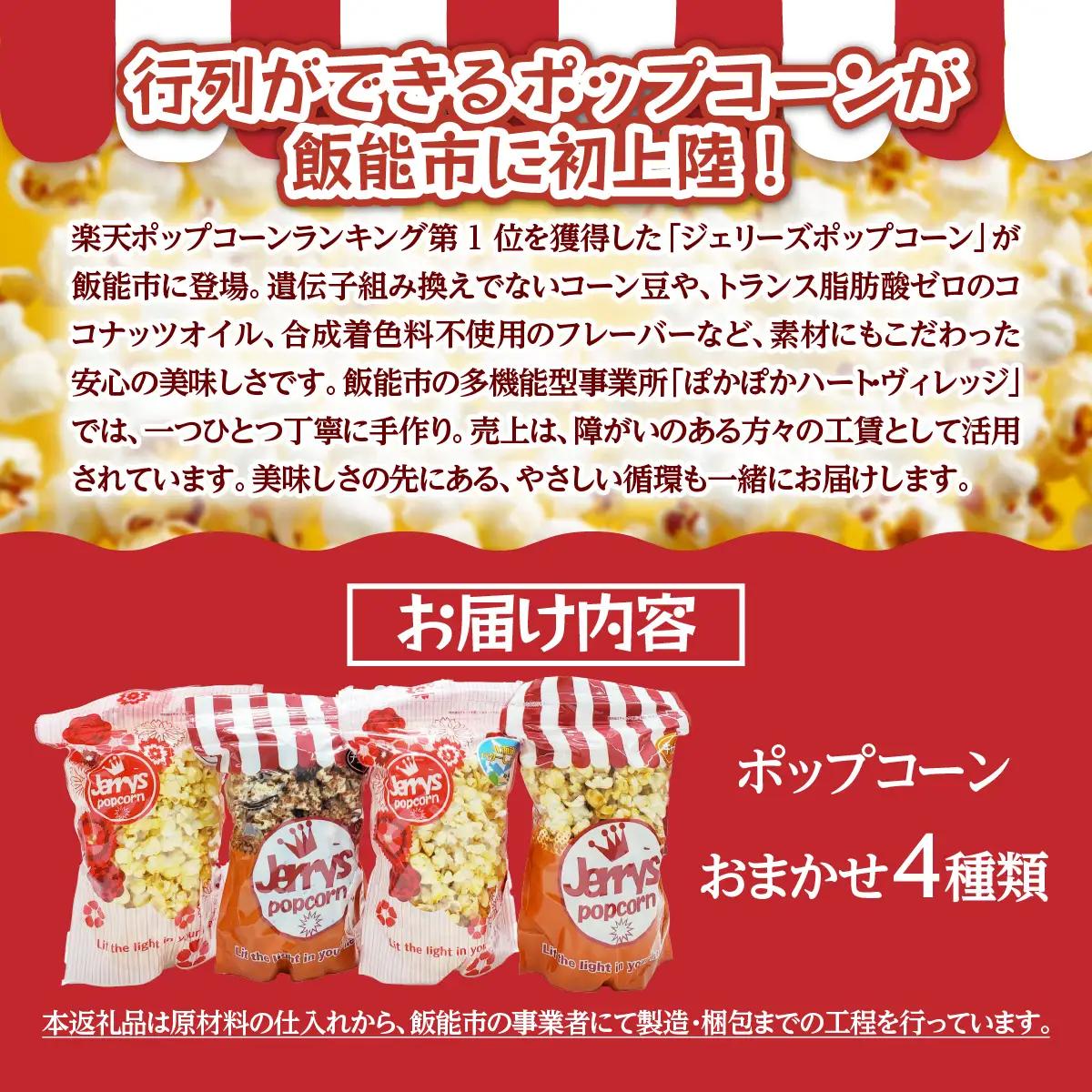 ポップコーン詰め合わせA(おまかせ4種類) お菓子 スナック HNNAB001