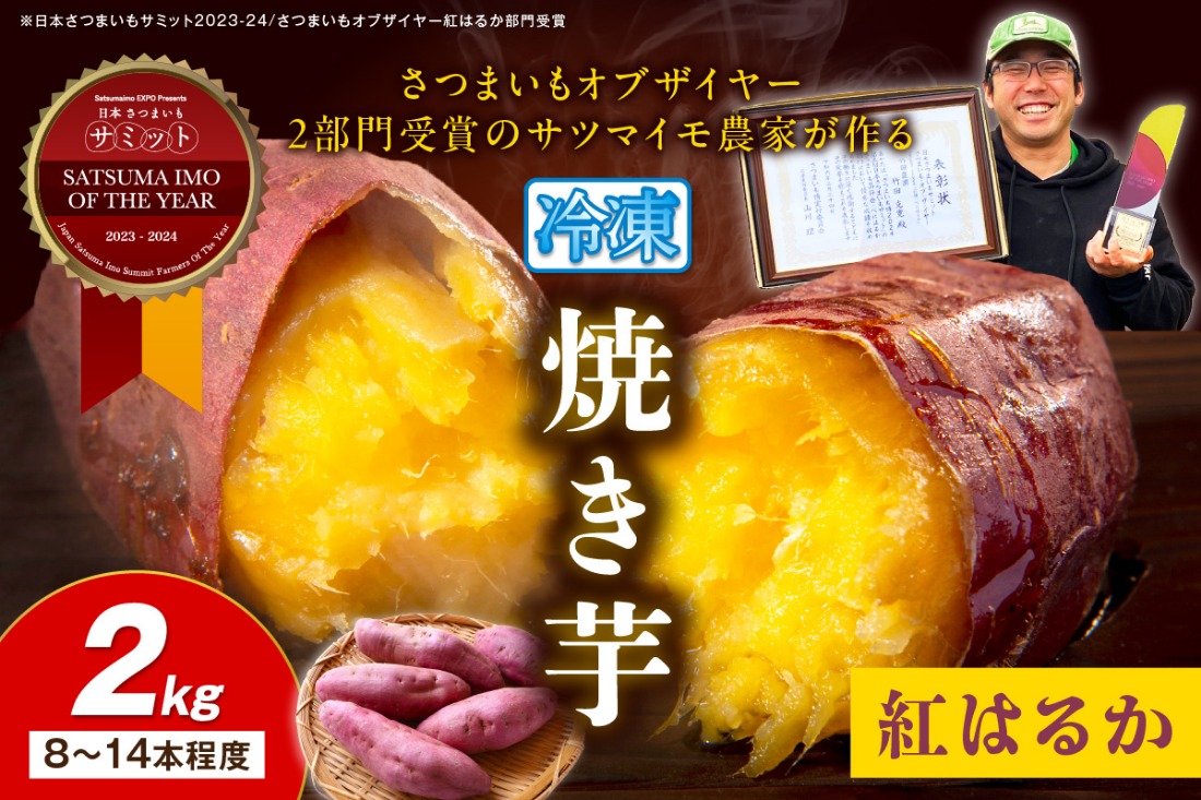 【先行予約】日本一！さつまいもオブザイヤー2部門受賞のサツマイモ農家が作る「紅はるか」の冷凍焼き芋2kg（8～14本程度）（2026年2月中旬～発送）　TF00033
