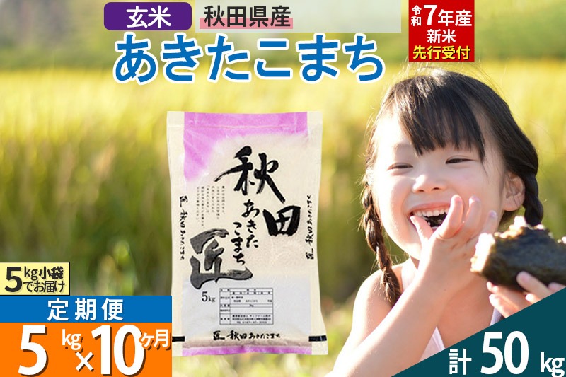 【玄米】＜令和7年産 新米予約＞ 《定期便10ヶ月》秋田県産 あきたこまち 5kg (5kg×1袋)×10回 5キロ お米【お届け周期調整 隔月お届けも可】 新米|02_snk-020310s