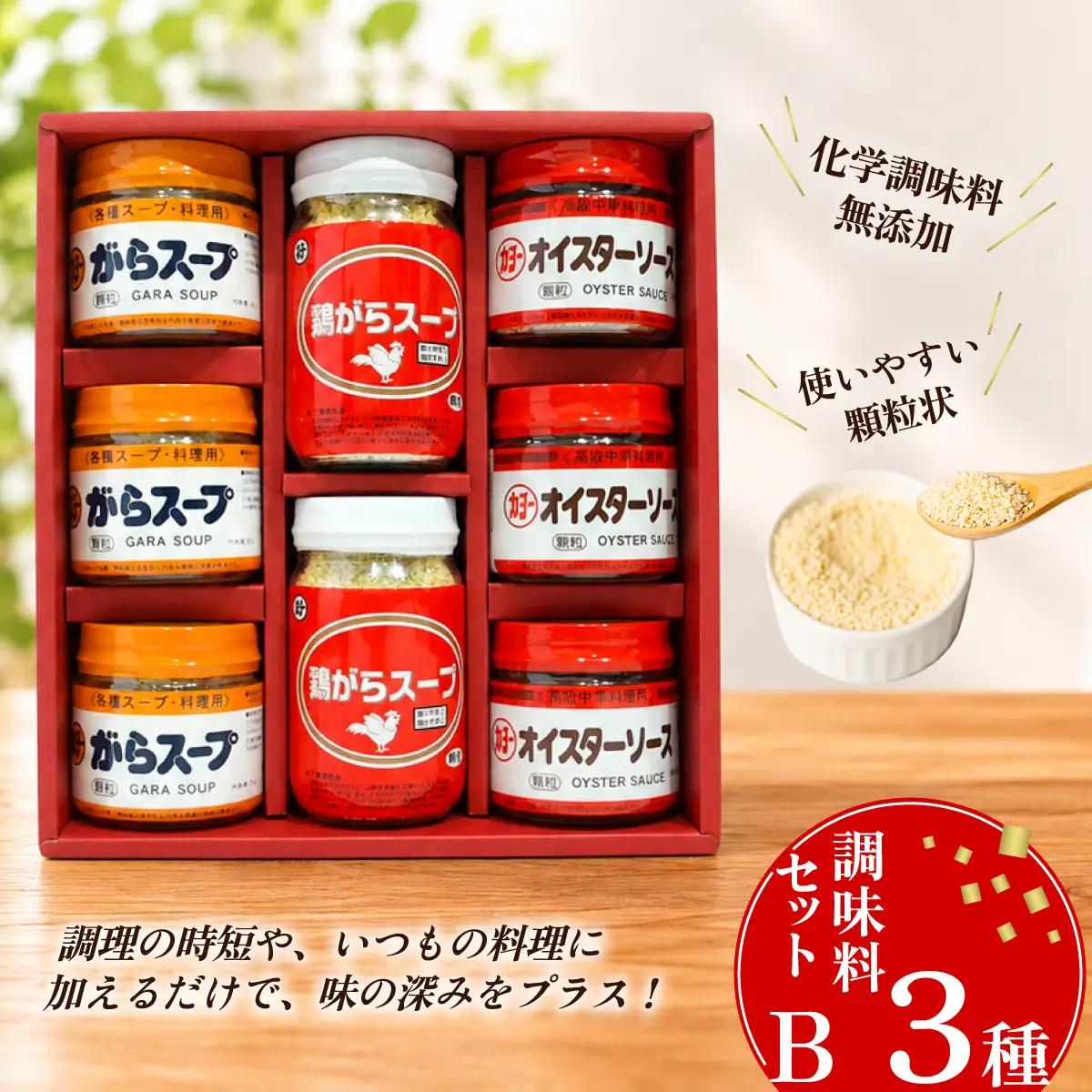 調味料 調味料セットB 3種（鶏がらスープ・がらスープ・オイスターソース）