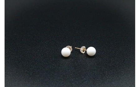白Tama ピアス 6.0mm以下 | 珊瑚 白珊瑚 サンゴ さんご 白サンゴ ピアス ゴールド アクセサリー 高知県 南国市
