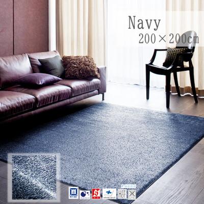 ふるさと納税 和泉市 【200×200cm】ネオグラス 　カーペット 　ラグ　　カラー:ネイビー