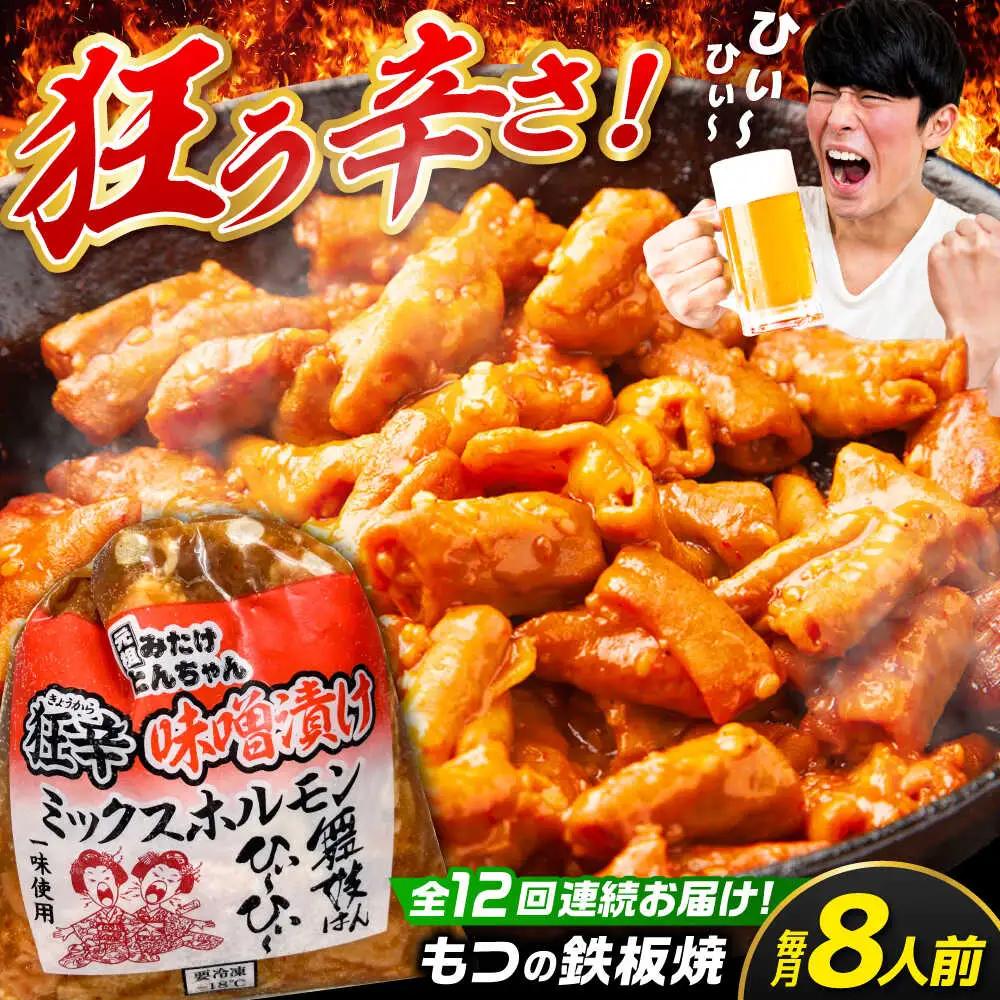 【12回定期便】狂辛味噌漬けミックスホルモン4袋（8人前） [AVAA072]つまみ定期