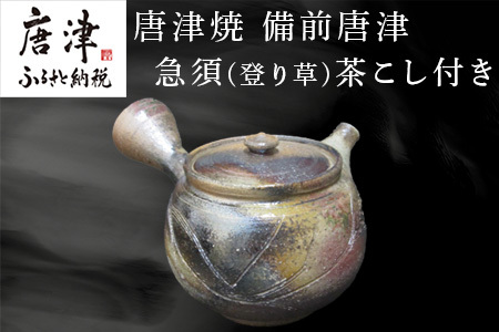 唐津焼 備前唐津 急須(登り草) 茶こし付き 茶器 きゅうす 日本茶 緑茶 ティーポット 食器 ギフト「2025年 令和7年」