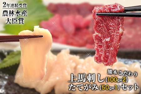 馬刺し 上赤身 (100g×2)＋たてがみセット(50g×1) 肉《90日以内に出荷予定(土日祝除く)》---mna_fkgakatate_90d_22_12500_250---