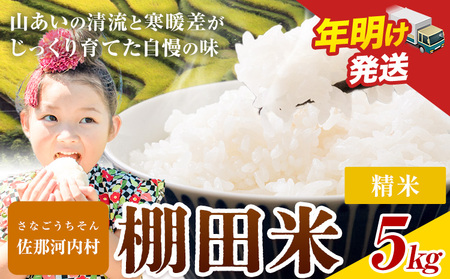 《年明け出荷対応》清流と寒暖差が生む村自慢の棚田米 精米 5kg《1月中旬-2月下旬》徳島県 佐那河内村 お米 米 白米 送料無料
