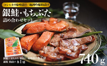 ぶた 銀鮭 地酒吟醸粕漬セット 約740g 【 豚肉 もちぶた 味噌漬け 粕漬け 酒粕 吟醸 銀鮭 ぶた ぶた ぶた ぶた ぶたJ19_02 】
