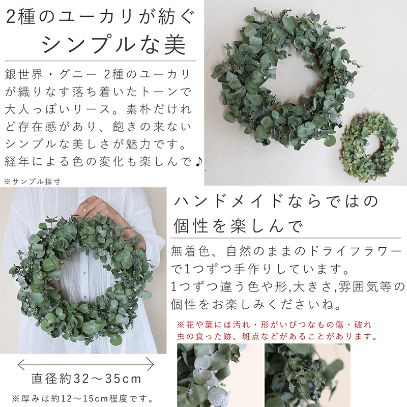 富良野 花七曜 ユーカリのリース◆ ドライフラワーリース _イメージ3