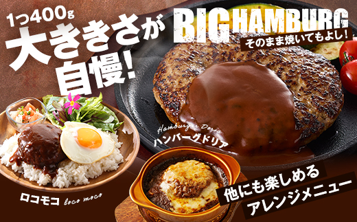 北海道産 生ハンバーグ ビッグ 800g ( 400g × 2個 セット ) 冷凍 手作り ハンバーグ 国産 保存料不使用 牛肉 豚肉 ギフト お弁当 アミノ酸不使用 リン酸塩不使用 着色料不使用 牛