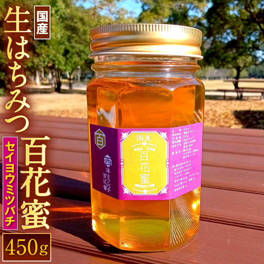 【ふるさと納税】国産 生はちみつ 450g×1本 セイヨウミツバチ 百花蜜 ハチミツ 蜂蜜 ハニー 高品質 最高級 生 日本 トッピング 甘味 調味料 非加熱 北九州市 送料無料