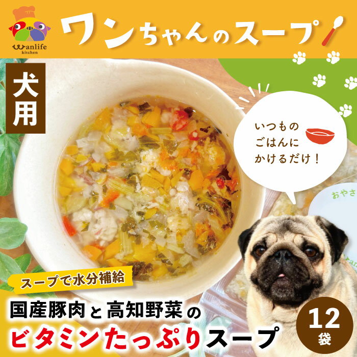 【ふるさと納税】R5-088．いつものごはんにかけるだけ！国産豚肉と高知野菜のビタミンたっぷりスープ 12袋セット 冷凍 無添加 ペットフード 犬 ドッグ 犬用 ペット用 スープ 栄養 健康 安心 安全 おいしい ごはん 水分補給 高知 土佐 四万十 しまんと お取り寄せ 送料無料