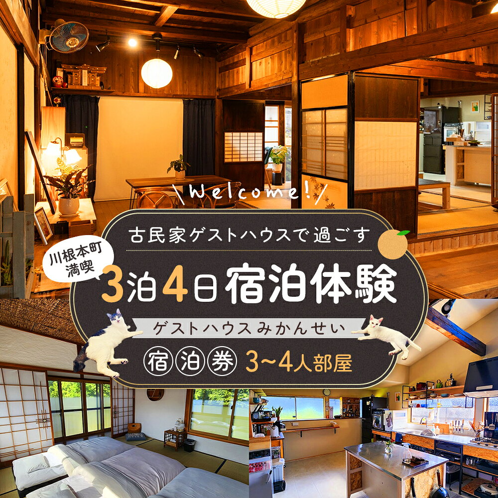【ふるさと納税】古民家ゲストハウスで過ごす川根本町満喫3泊4日宿泊体験｜ゲストハウスみかんせい宿泊券（3-4人部屋） | ふるさと納税 宿泊 体験型 返礼品 静岡県 川根本町 宿泊券 国内旅行 3泊4日 長期滞在 スローライフ 移住体験 観光 宿 チケット