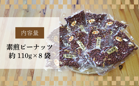 堀越の落花生　素煎ピーナッツ8袋　約880g 【 落花生 ピーナッツ ナッツ おつまみ 栄養 たんぱく質 自家焙煎 東松山 埼玉県 健康　ナッツ　滋養　美容　たんぱく質　コレステロール　栄養　香ばしい
