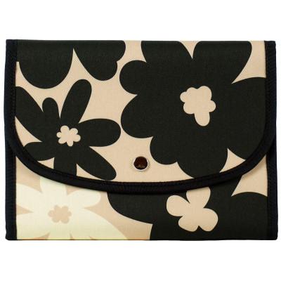 ふるさと納税 島原市 マルチケース(ジャバラタイプ)北欧フラワー クリームブラック Lサイズ