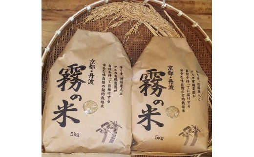 亀岡盆地『霧の米』 玄米 5kg×2袋 計10kg＜アスカ有機農園＞《令和6年産 特別栽培米 コシヒカリ 米》※2024年10月以降順次発送予定