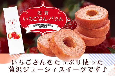 佐賀いちごさんバウム 5個入り 3箱 合計15個 バウムクーヘン バームクーヘン 焼菓子 スイーツ お菓子 佐賀 鹿島 九州 ご当地スイーツ A-193