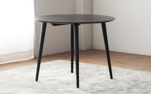 ブラックオーク材のラウンドダイニング （90cm） オーク材黒着色天然突板 ／ テーブル 机 ラウンドテーブル 丸テーブル 木製 インテリア 家具 ダイニング 日本製 福岡県 柳川市