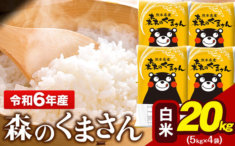 
            令和6年産 森のくまさん 20kg 5kg × 4袋  白米 熊本県産 単一原料米 森くま《7-14日以内に出荷予定(土日祝除く)予定》 送料無料
          