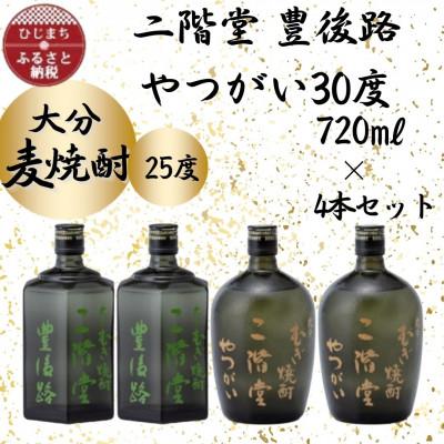 ふるさと納税 日出町 大分むぎ焼酎　二階堂豊後路25度2本とやつがい30度2本(720ml)4本セット