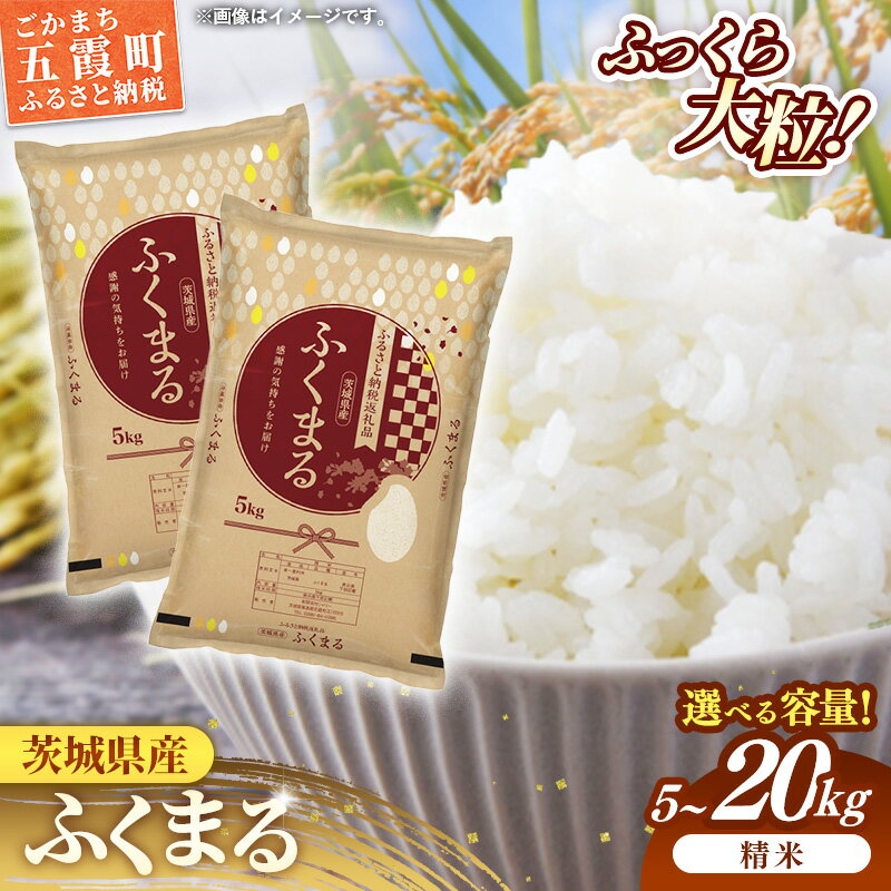 【ふるさと納税】令和7年産 茨城県産 ふくまる ／ 選べる容量 5kg 10kg 15kg 20kg ／ 5kgずつ お米 精米 特A米 特A 特A評価 単一米 銘柄米 旨味 安心 美味しい 茨城県 五霞町【価格改定X】