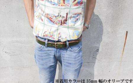 【minca】幅35mmベルト/32インチ  栃木レザーの希少な「ハーネスレザー」使用の贅沢な1枚革のレザーベルト/ネイビー/HL-B02/NAVY/minca　575