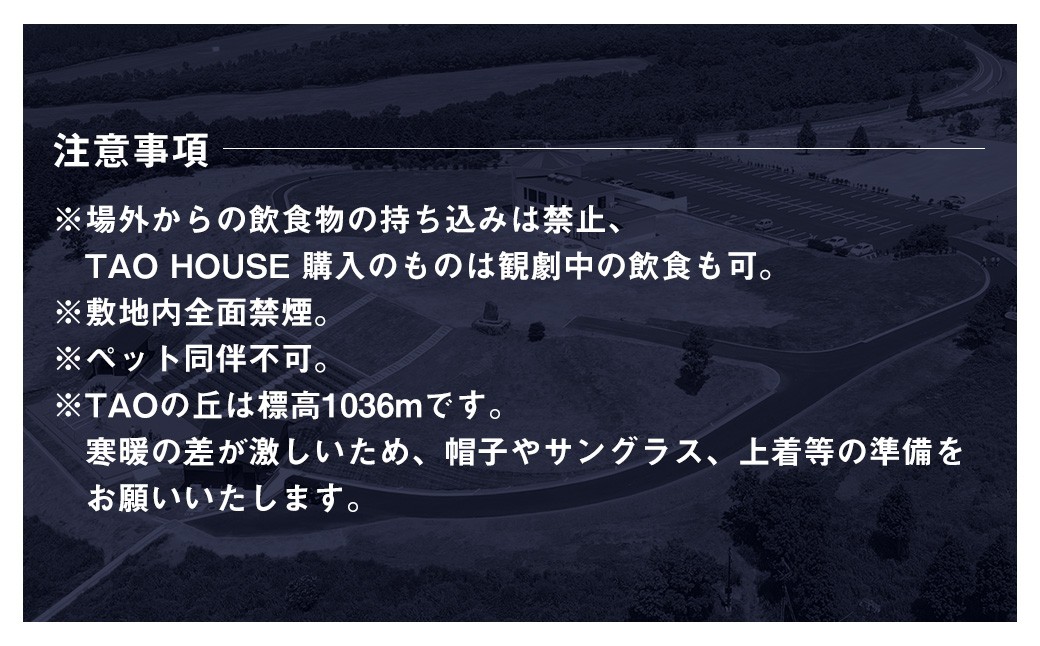 【野外劇場TAOの丘】 ふるさと納税限定 チケット 1名様分！！ 【2025年公演チケットお申込日より順次発送】