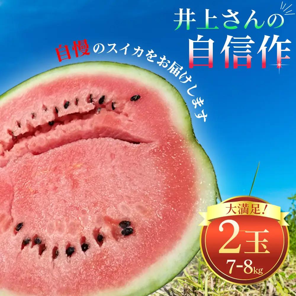 No.012 井上さんの西瓜「自信作（赤肉スイカ）」2Lサイズ以上2玉 ／ スイカ すいか 西瓜 2L 完熟 糖度 高糖度 甘い シャリ感 果物 フルーツ 旬 産地直送 お取り寄せ 贈答 ギフト 暑中見舞い 夏休み デザート 千葉県