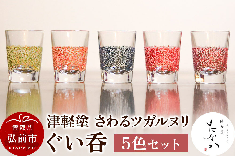 津軽塗 さわるツガルヌリ ぐい呑（5色セット） [うるし塗り おちょこ お猪口 ぐい呑 グラス コップ セット セット品 つがるぬり つがる塗り 漆器 酒器 青森 津軽 津軽塗 日本酒]