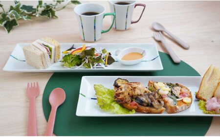 A30-249 有田焼 irodori ライン パーティー長皿2枚セット よう楽庵・たかすオリジナル