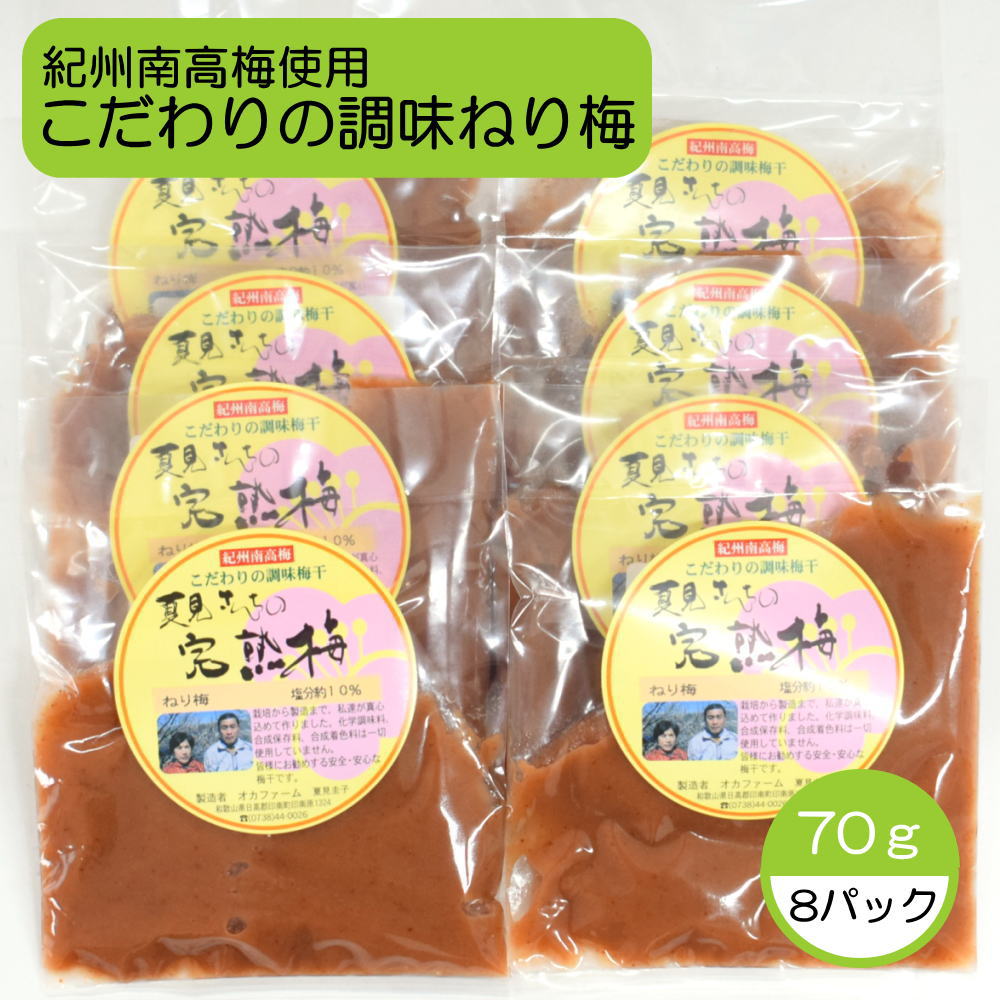 【ふるさと納税】 完熟紀州南高梅使用のこだわり調味ねり梅 約70g×8個入り【TM163】 | 梅干 食品 加工食品 人気 おすすめ 送料無料