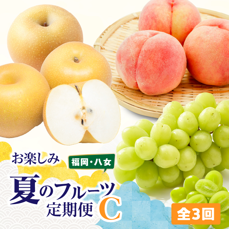 福岡八女　お楽しみ夏のフルーツ定期便C　桃　豊水梨　シャインマスカット｜＜配送不可：北海道・沖縄・離島＞
