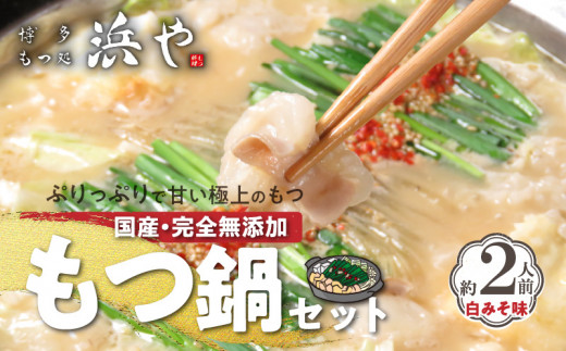 国産 ・ 完全無添加　もつ鍋 セット（約2人前）　白みそ味　KHW0404