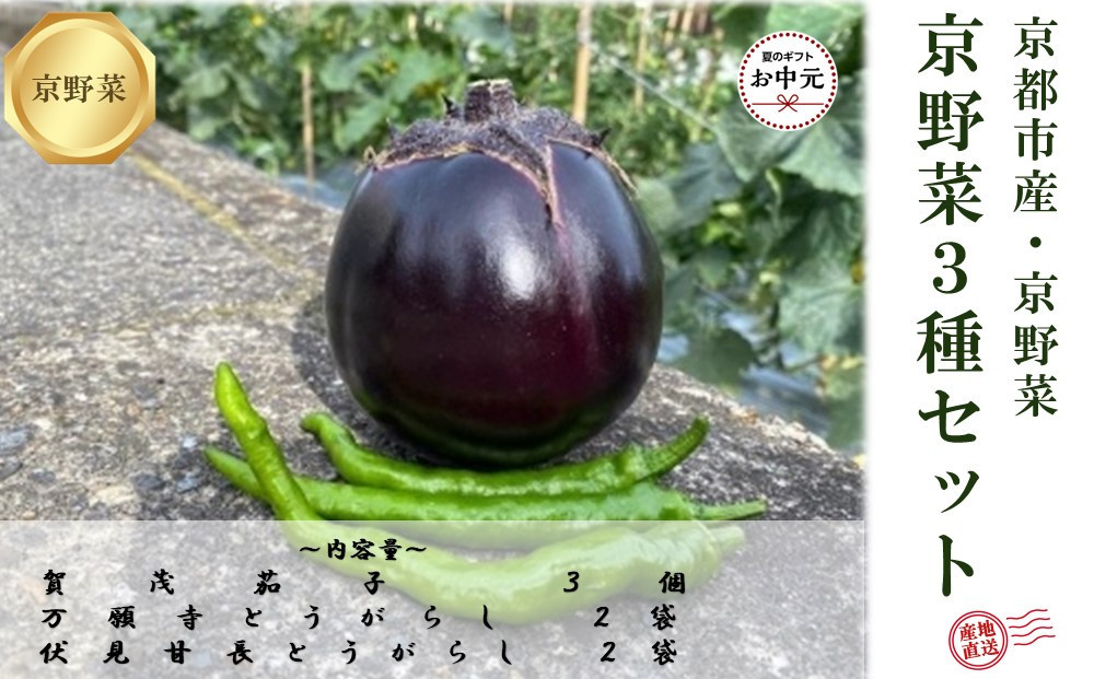 【先行予約・2026年7月発送】京野菜「3種セット」賀茂茄子・万願寺とうがらし・伏見とうがらし 261009_A-DA009