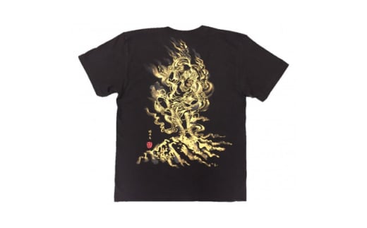 手描きTシャツ 仏画 蔵王権現 黒 (半袖 XLサイズ)【1614970】
