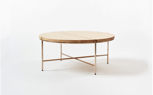 【FIL】コーヒーテーブル MASS Series 900 Coffee Table -Natural Wood & Copper Frame-　小国杉 テーブル ラウンドテーブル 丸テーブル ローテーブル 机 インテリア 家具 木製 無垢材 天然木 おしゃれ リビング ダイニング ギフト セット 阿蘇 南小国町