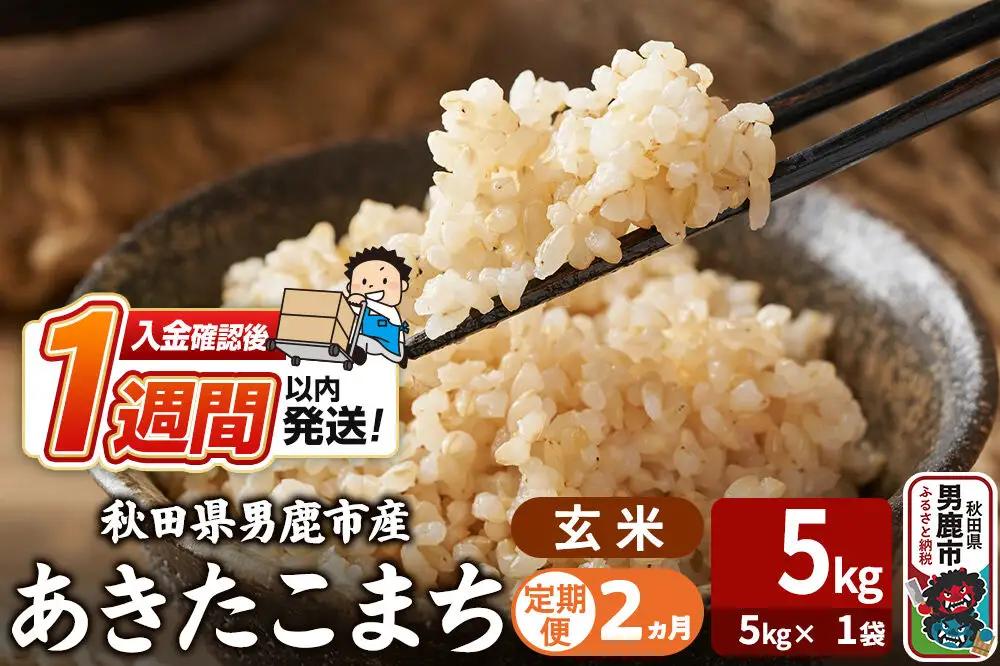 令和7年産《定期便2ヶ月》あきたこまち 玄米 5kg（5kg×1袋） 吉運商店 秋田県 男鹿市 お米 お弁当 おにぎり