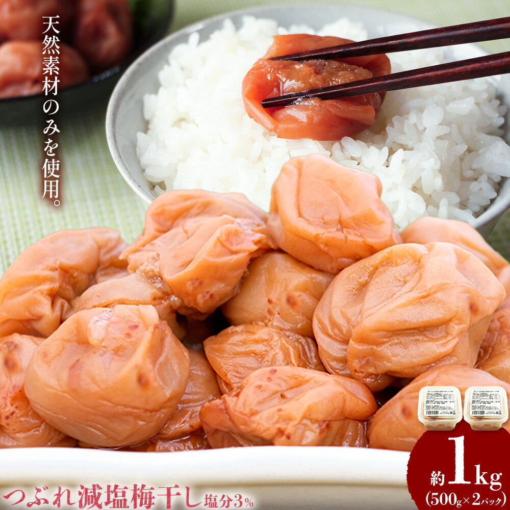 【ふるさと納税】梅干し無添加つぶれ減塩梅干 塩分3% 1kg 500g 2パック 農業法人 株式会社紀州梅香《30日以内に出荷予定(土日祝除く)》 和歌山県 日高川町 梅 うめ フルーツ 果物