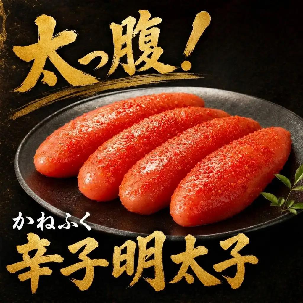 太腹！かねふく辛子明太子（一本物・約360g×2） [M957-1]