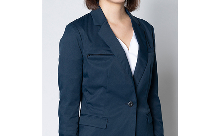 【ふるなび限定】レディース テーラードライトジャケット「ワークウェアスーツ」スーツに見える作業着 　 丸洗い可 ストレッチ 速乾 部屋干し可 撥水 シワになりにくい　ネイビー FN-Limited-S