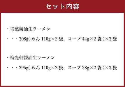 藤原製麺 製造　旭川ラーメン 醤油生ラーメンセット ( 青葉醤油、梅光軒 )各2袋入り×3袋 ｜ ラーメン 北海道_02908